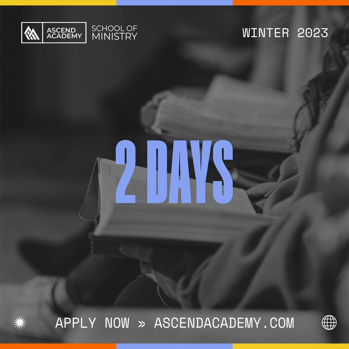 TWO DAYS OUT! So looking forward to this new Trimester with you all as we go deep in community and deeper in Jesus together 📖❤️‍🔥

Applications are still open if you would like to join us in person or online! Visit AscendAcademy.com to apply.