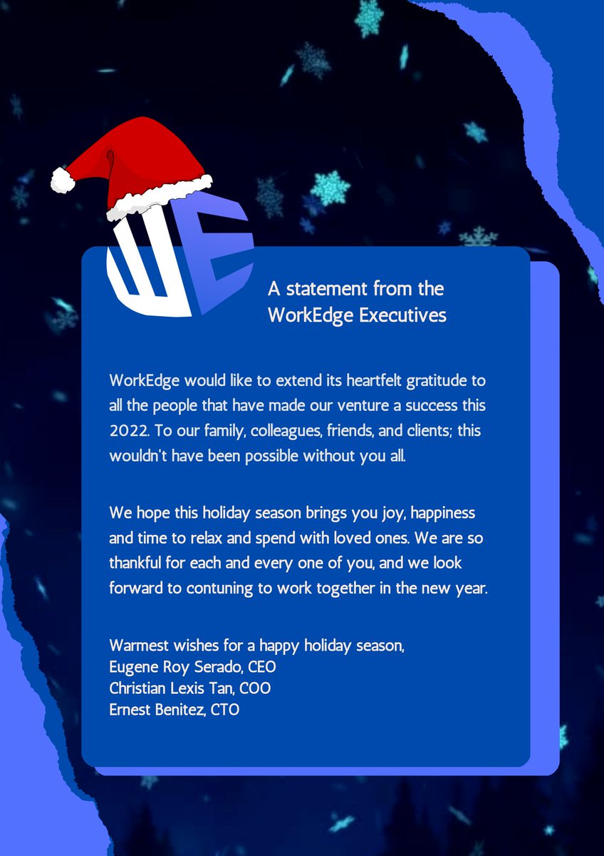 workedge_tech's tweet photo. We greet everyone with a Happy New Year as the year 2022 closes out. We'd also like to thank everyone who has been a part of our journey since the company's inception. This wouldn't have been made possible without you all!

Happy New Year, everyone! 🥳🎊🎇 https://t.co/xaw2gbfKKl
