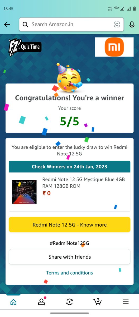 paulbhas's tweet photo. Redmi Note 12 5G 😁😁🎉 @RedmiIndia @amazonIN 
#RedmiNote125G #RedmiNote12Quiz https://t.co/opJwO2Rayp