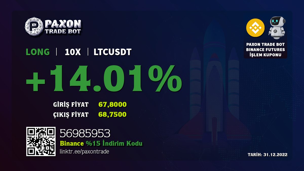 PaxonTrade's tweet photo. ❇️ PAXON TRADE BOT #LTC / USDT ( #binance  ) #FUTURES #Scapl işlem kuponu

#BTC  #BITCOIN  #CRYPTO #PAXON #TRADE #EXCHANGE #ilhankarasu https://t.co/UuX2HO5Y4G