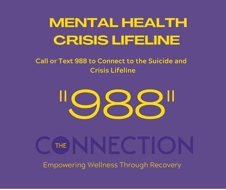 ConnectionFoCo's tweet photo. For Immediate Help Call or Text the Mental Health Crisis Lifeline at "988"
#mentalhealthlifeline #mentalhealth #mentalhealthawareness #specialequestriansofgeorgia #theconnectionforsyth #recovery #recover #wellness #garecovers #together4mh https://t.co/cBkPTzdKZp