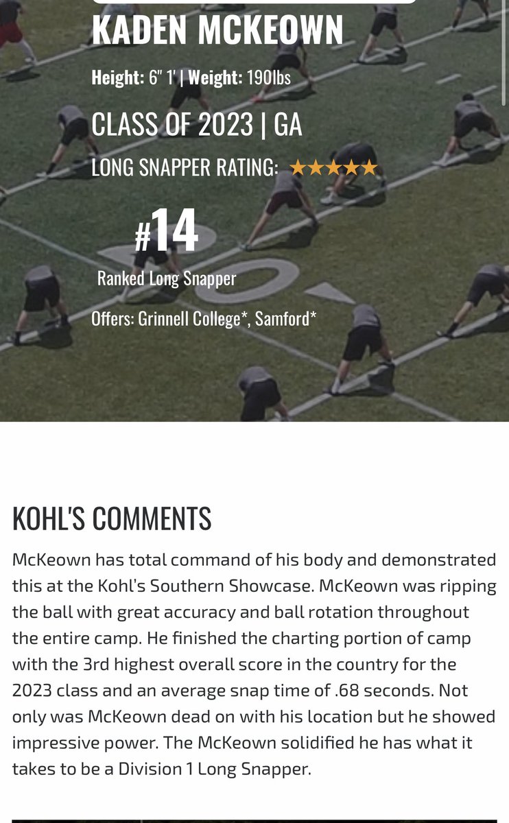 After a great <a href="/KohlsSnapping/">Kohl's Snapping Camps</a> camp earning the 3rd highest 2023 charting score in the country, I’m honored to earn my 5th star at Kohl’s! <a href="/Coach_Casper/">Coach Casey Casper</a> <a href="/BlaineSiddersJr/">Blaine Sidders Jr.</a> <a href="/RecruitThePack/">Whitefield Academy HS Recruiting Page</a> <a href="/RecruitGeorgia/">Recruit Georgia</a>