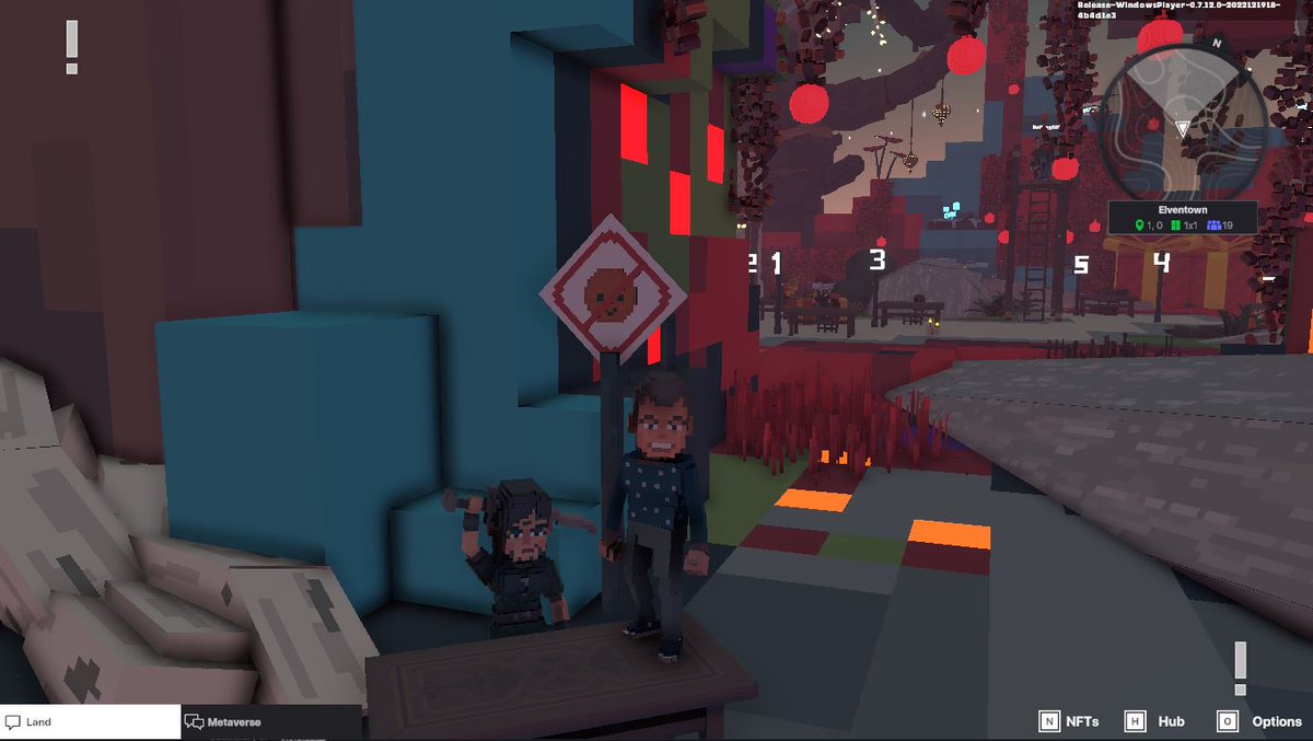 artisplay's tweet photo. @TheSandboxGame I found one of the "No smile allowed" signs in Elventown!😐 I participated in the #SeasonsGreetingsTSB challenge for a chance to win an NFT! https://t.co/QziHICpZwr