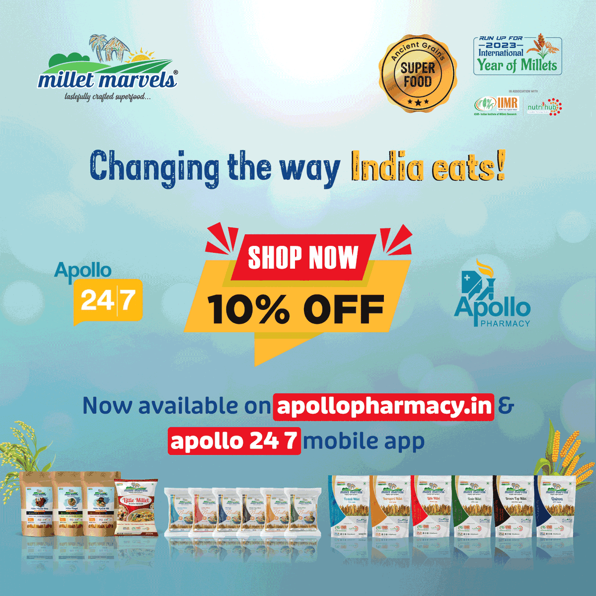 MilletMarvels's tweet photo. Order now on Apollo 247 App or https://t.co/Ef4PpNgQAk and get flat 10% off!!!
#milletmarvels #nutrihub #iimr #superfood #iym #iym2023 #Apollo #swiggy #zomato #millets #cloudkitchen #vintagekitchen #scientificmethod #franchiseopportunities #glutenfree #food #instantfoods https://t.co/6Ln5YoYVM2