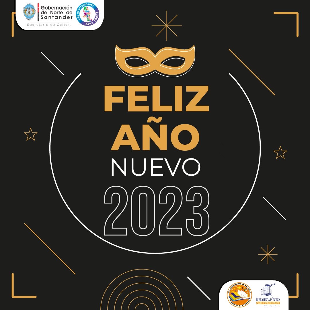 😊 Nos vemos en el 2023 más motivados y con metas más altas.🎆🍾

¡Feliz 2023 a todos!

📌 Somos la Red Departamental de Bibliotecas de Norte de Santander, un programa de la Gobernación de Norte de Santander.
#felizañonuevo #biblioteca #happynewyear
<a href="/GoberNorte/">Gobernación de Norte de Santander</a> <a href="/RNBPColombia/">Red Nacional de Bibliotecas Públicas de Colombia</a>