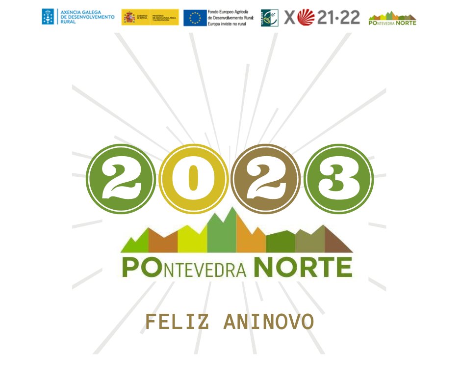 🥂 Os nosos mellores desexos para este 𝟚𝟘𝟚𝟛. Feliz ano a todos 🥳
#ponorte #gdr16 #FelicesFestas #felizAno #FELIZ2023 #FELIZANINOVO #ViveoRural