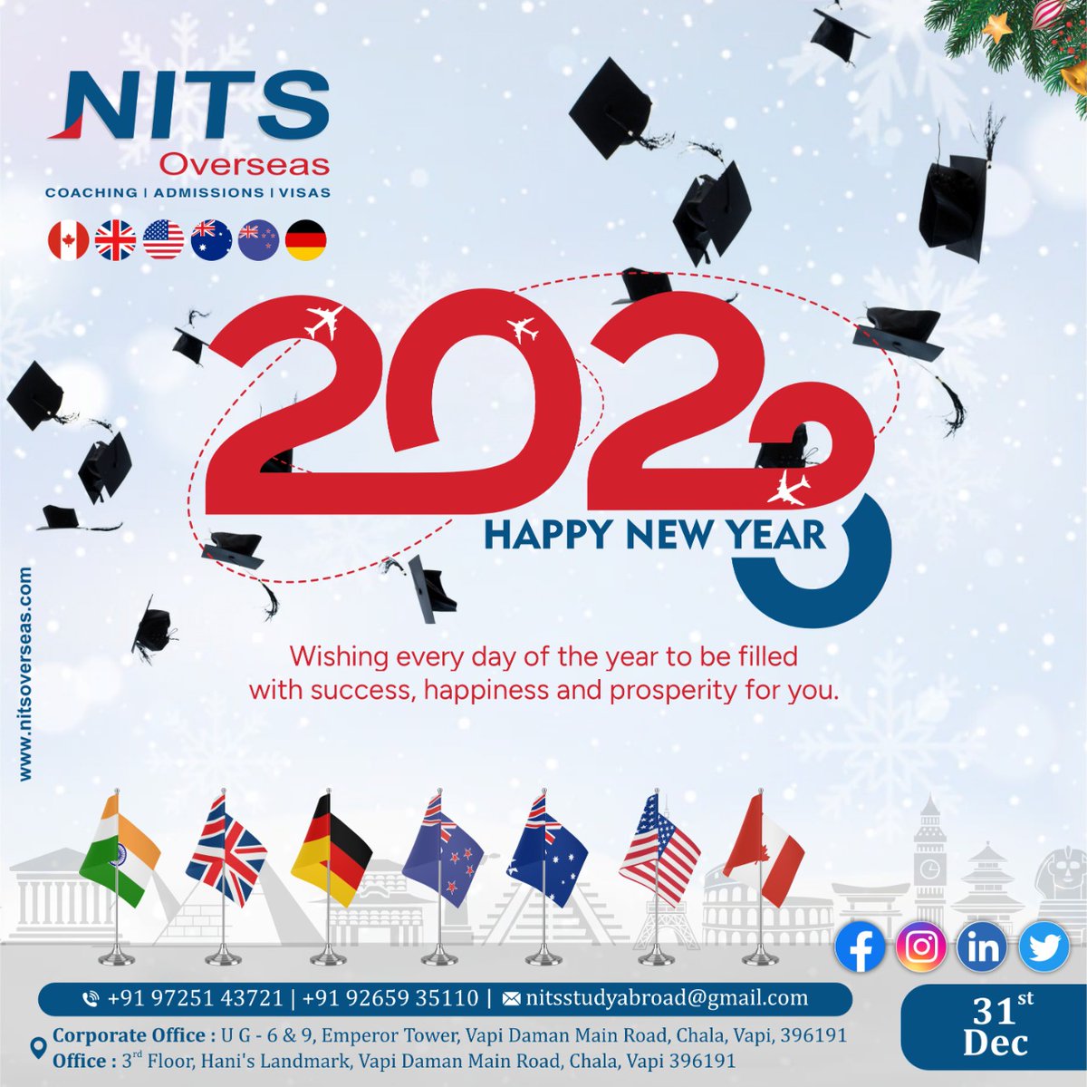 Tomorrow is the first blank page of a 365-page book. Write a good one. Happy New Year 2023!!

#happynewyear #newyear2023 #workvisa #workvisaaustralia #visitorvisa #touristvisa #nitsoverseas #studyabroad #education #ielts #study #studentvisa #studyoverseas #visa #student