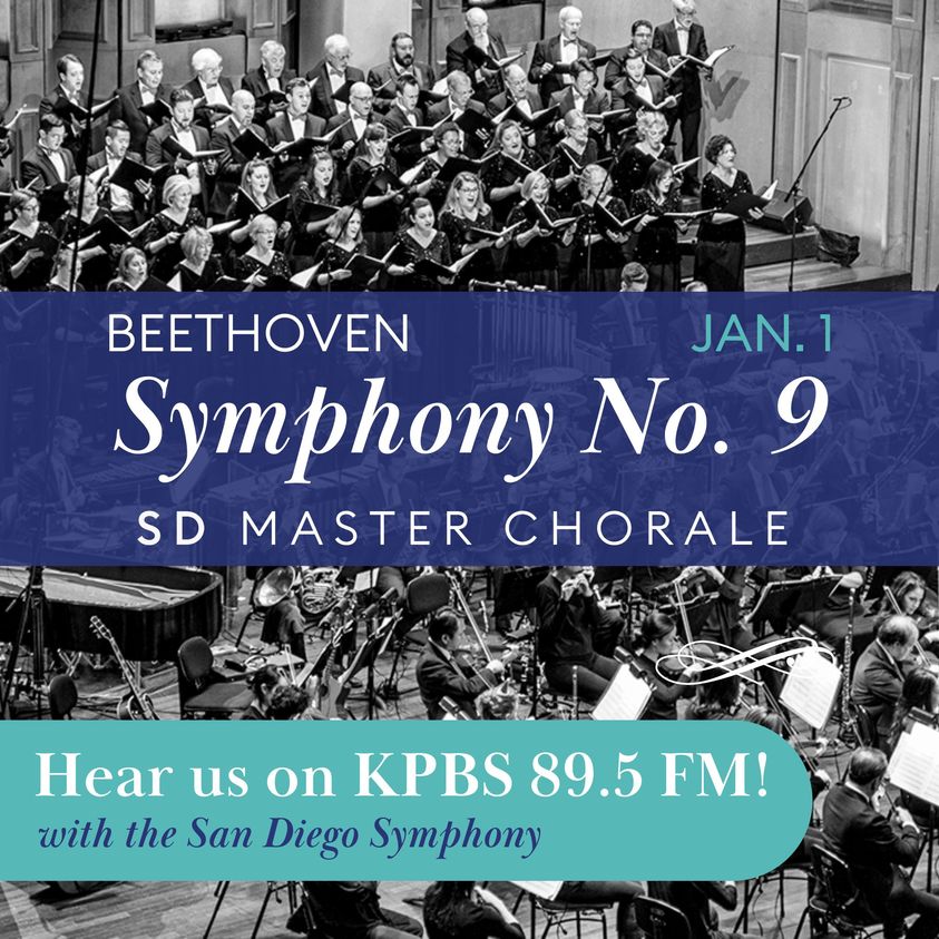 SDMasterChorale's tweet photo. Start your 2023 out right! Tune in to @KPBS 89.5FM on Jan 1 for a special Jacobs Masterworks Broadcast at 8:00pm PST: our Beethoven 9 with the  @SanDiegoSymph led by Edo de Waart, with soloists Erin Wall, Renée Tatum, Barry Banks, &amp; Nathan Berg!
Details: https://t.co/IUqM7qXJJG https://t.co/HKflFk6V2M