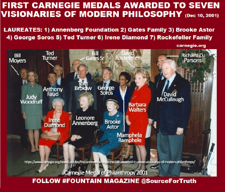 SourceForTruth's tweet photo. @backtolife_2023 FIRST #CARNEGIE MEDALS AWARD-DEC 10, 2001
#Gates, #GeorgeSoros #TedTurner #Rockefeller #IreneDiamond #Annenberg #BrookeAstor #msm #MockingbirdMedia friends & #Fauci.Why Fauci?👇 https://t.co/GfMXoapchd