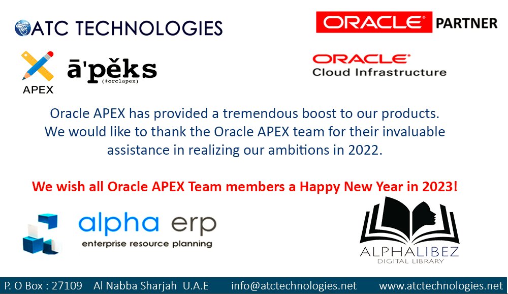 varghese0905's tweet photo. Happy New Year 2023 @ATCTechnologie #orclapex #oracleAPEXIndia #oracleAPEXAPAC @OracleAPEX https://t.co/jJC7UEvF4Z