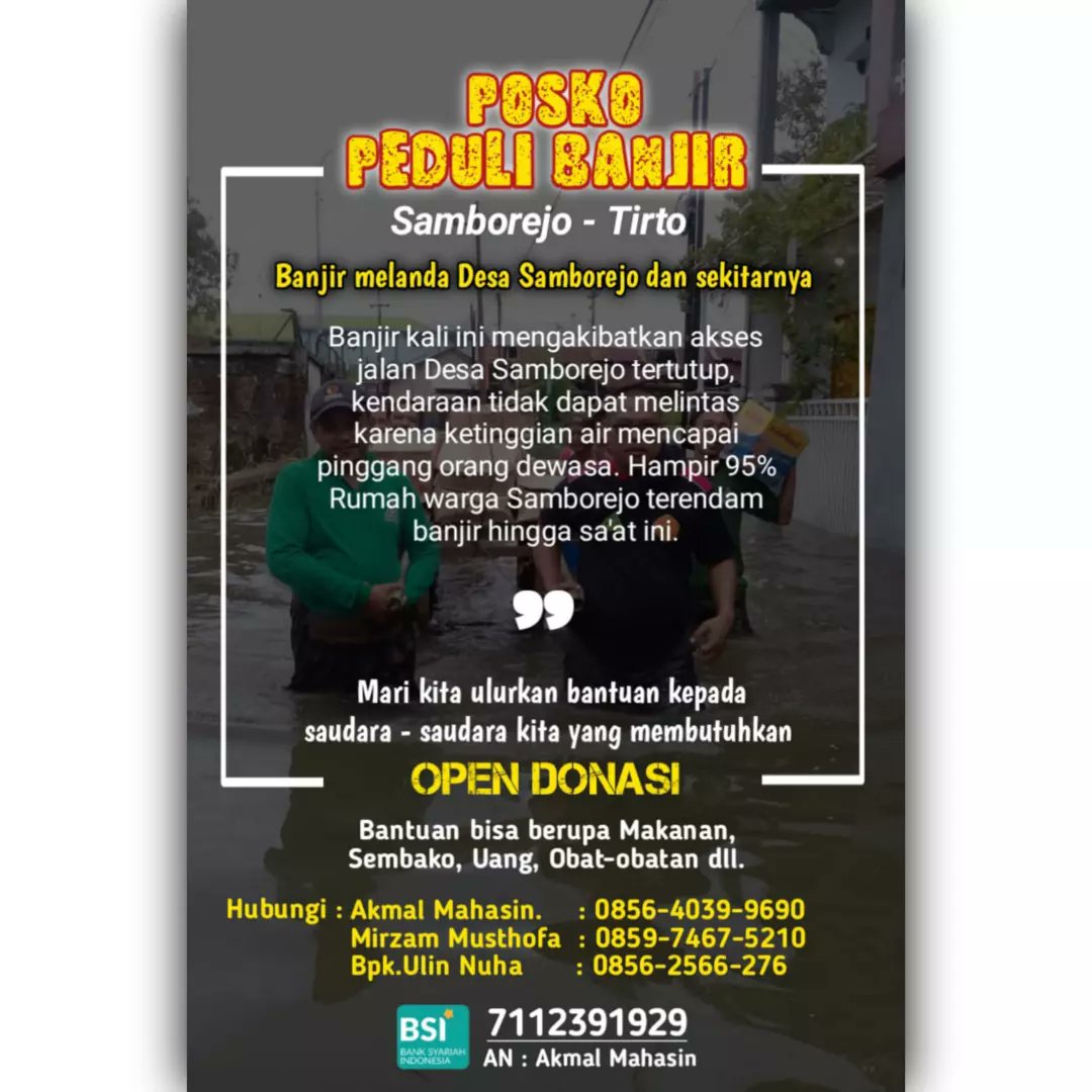 pemdessamborejo's tweet photo. Semoga banjir ini lekas disurutkan dan para korban terdampak banjir tetap diberikan kesehatan dan kesabaran, aamiin

@ganjarpranowo 
@jokowi 
@kemendespdtt 
@KemensosRI https://t.co/UCaFmdEMcs