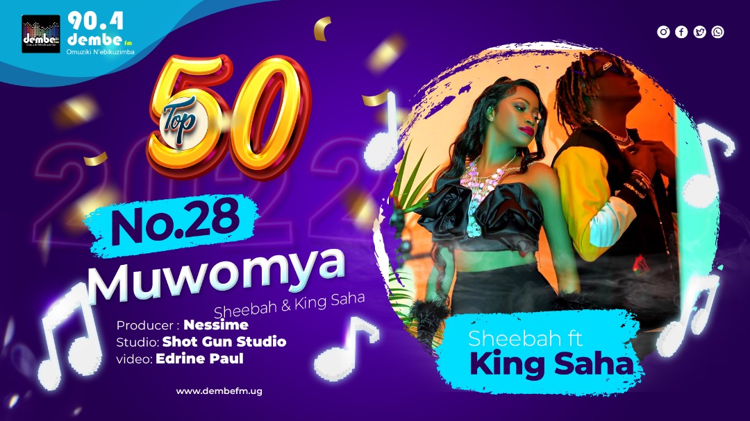 djjacobomutuze's tweet photo. Top50 CourtDown #Number28 #Muwomya By @Ksheebah1 x @kingsaha256 Np 90.4 #Dembefm
Producer :- @NessimUg
Studio :- @shotgunrecords
Video :- @edrinepaul_director https://t.co/sB63G0Izyh