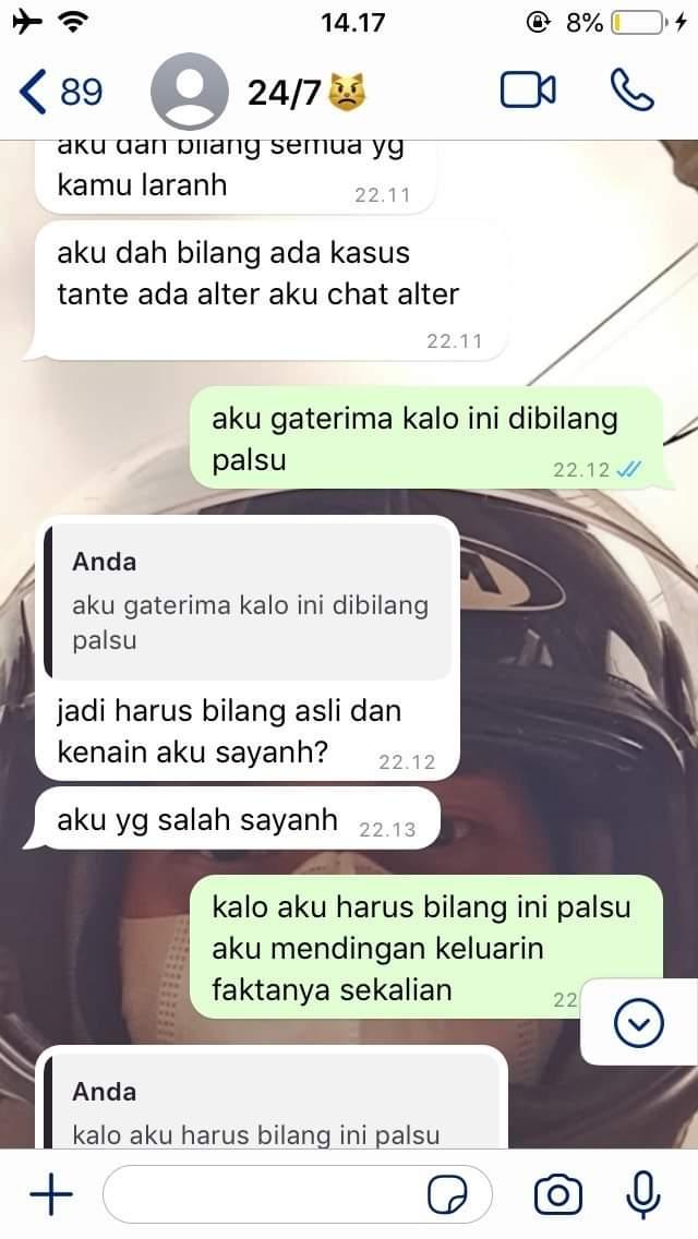 n0username10's tweet photo. @ipb_menfess disini arif maksa salma buat diem dan bahkan dia nyuruh salma buat kasih akun dia ke arif supaya di deact dia juga bahkan nyuruh salma buat hapus bukti" yg ada, salma sempat berontak karna ya emg dia kecewa tau arif cabul ke orang" dia sempat block akun itu karna marah https://t.co/4J3DP94gBw