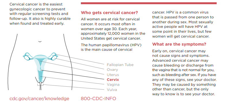 ico4mch's tweet image. Cervical cancer is the easiest gynocologincal cancer to prevent, and one method of prevention is the HPV vaccine. It is most common in women over 30, and very treatable when found early so regular screenings are important. #cdc #cervicalcancer #interconception