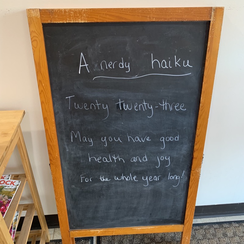 animewoodstock's tweet photo. Open New Year’s Eve: 11-3
Closed New Year’s Day
Open Monday, January 2nd: 11-3

A nerdy New Year’s haiku:

Twenty twenty-three
May you have good health and joy
For the whole year long! https://t.co/DWMVg08UU3