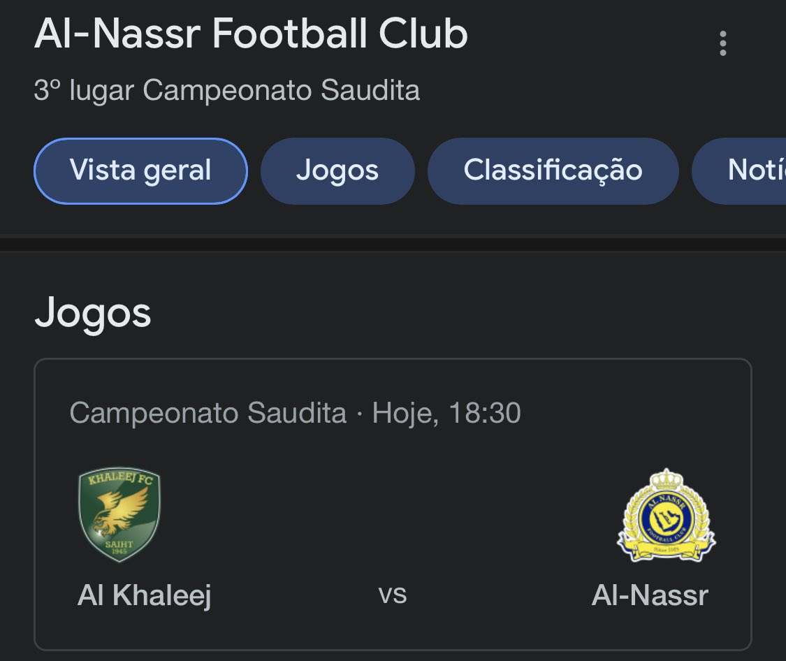 Hoje o clube do meu coração joga, força <a href="/AlNassrFC/">نادي النصر السعودي</a> 🔥🔥🔥🔥🔥😁