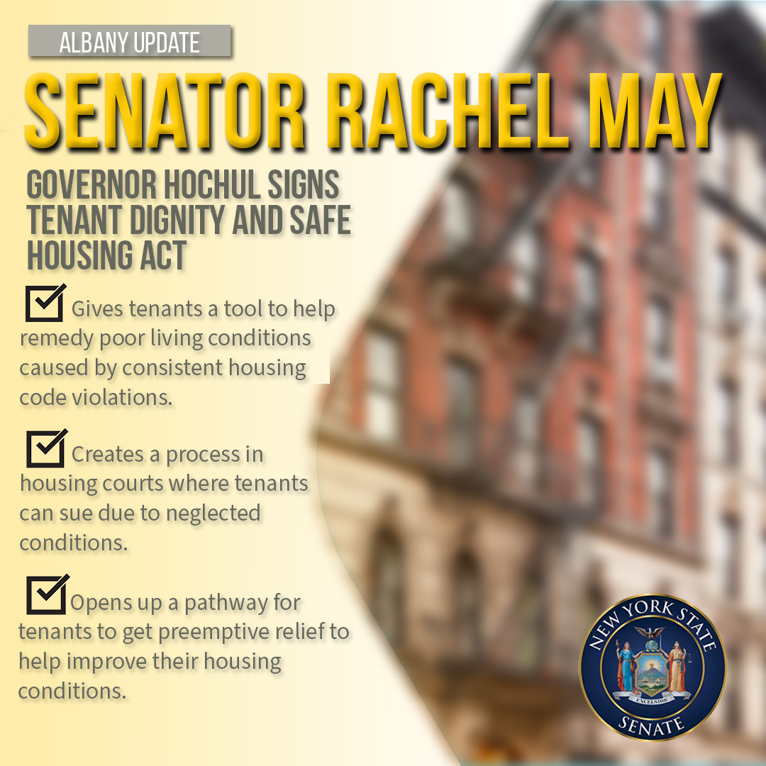 Senator Rachel May on Twitter "The Tenant Dignity and Safe Housing Act