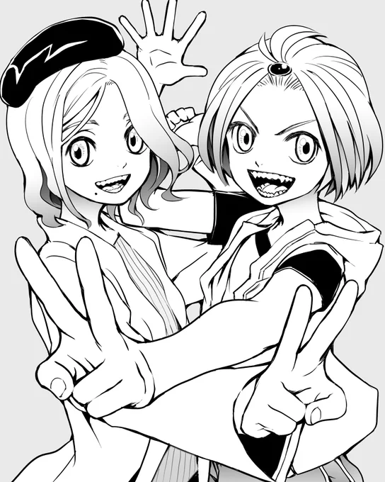 描き納め。仲良し兄弟のハリー(→)とハル(←)。モデルは実家の犬。
#創作 