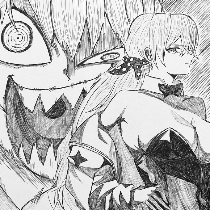 今年描いた絵。アナログ絵はとにかく全体的に黒い感じでデジタル絵はカラフルな感じでやっていこうかしら('っ•ω•c`) 