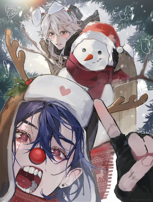 「animal ears santa hat」 illustration images(Latest)｜5pages