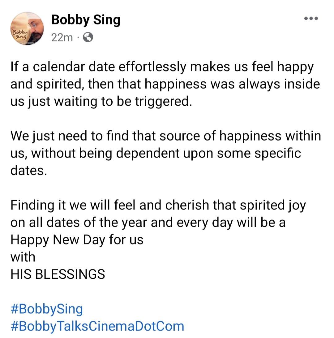 When we effortlessly become happy on some specific dates! ❤️
#BobbySing
#BobbyTalksCinemaDotCom