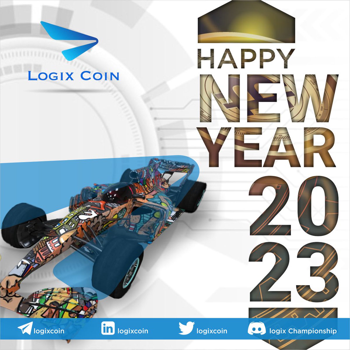 LogixCoin's tweet photo. As we say goodbye to 2022 and welcome in 2023, let's celebrate the progress made in the #web3 and #blockchain industry over the past year and look forward to even more growth and innovation in the coming year. #HappyNewYear2023🥁🥁 https://t.co/cl7ouh32vh