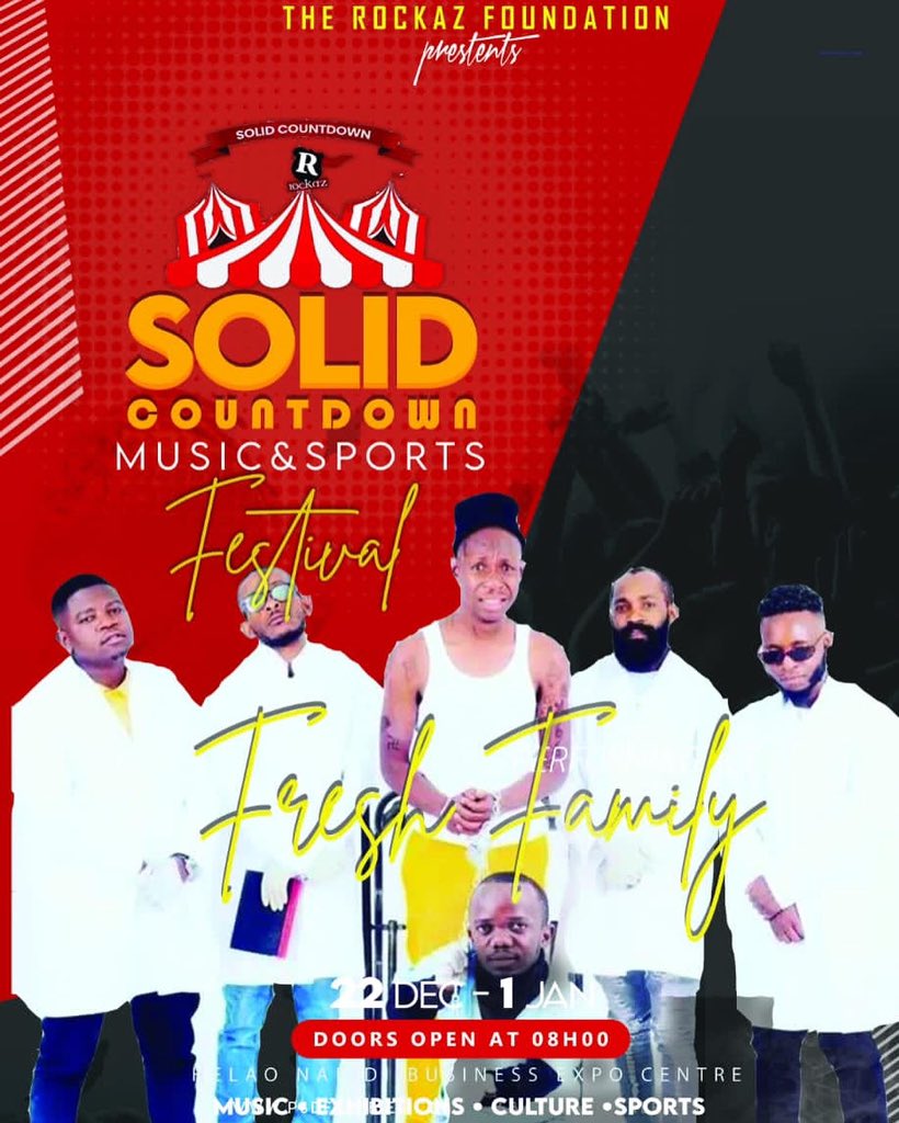 ExitRockaz's tweet photo. Our Schedule For Tonight: Ondangwa Trade Fair Centre 22H00 #SolidCountDown 23H00 God Bless All Of Us!! Stay Safe!! 🐐✈️✈️🎶🎉🧨💣🎩 🙏 ☝🏾@freshfamily https://t.co/zf1t2fwIkJ
