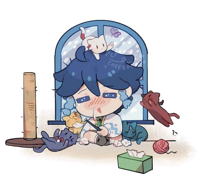Venti and his anemo kitties! #GenshinImpact #GenshinImpactCC 