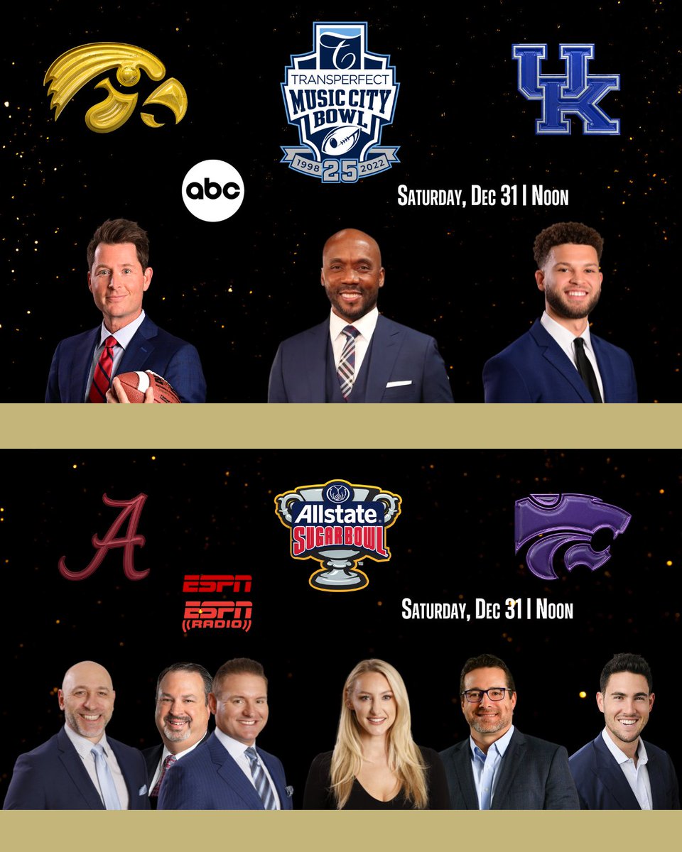 ESPN PR on Twitter "The first two bowl games of the day kick off at