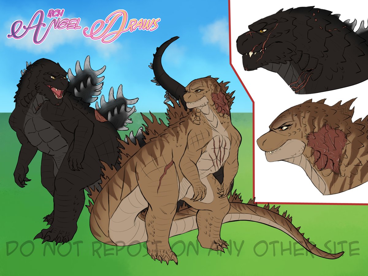 Please welcome, Godzilla's and Jira's parents! Ryūjin and Sahara! Former 'King and Queen' until she was killed protecting her cubs and home and Ryūjin following her about 100 years later, killed in a fight for the alpha title. #Godzilla #Kaiju #Gojira #TitanusGojira