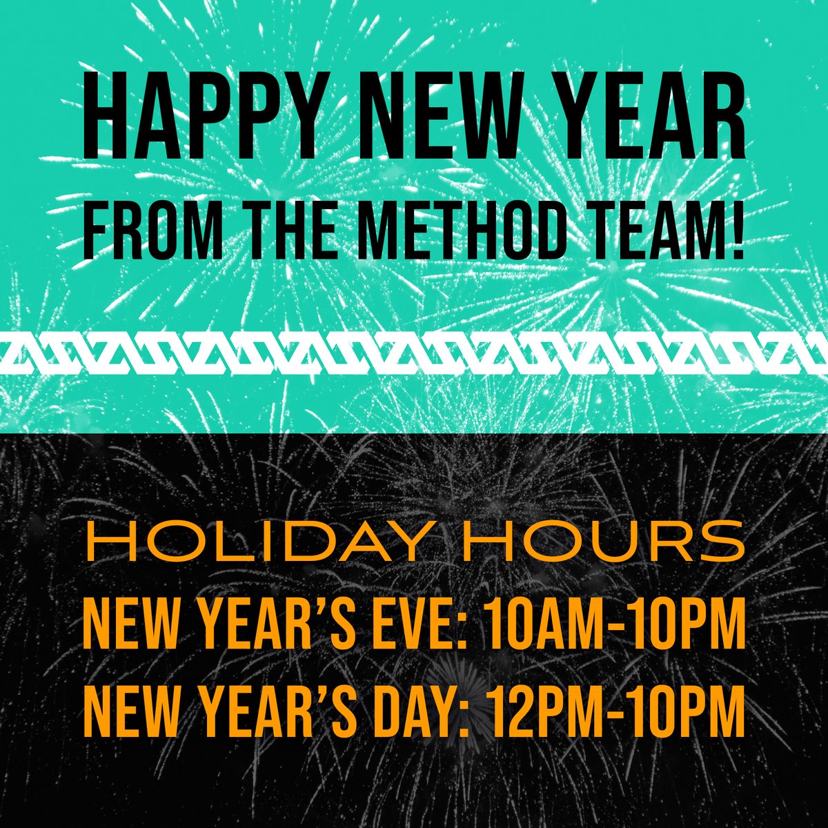 method_tulsa's tweet image. Happy New Year from the Method team! 🍾

We'll have normal hours on New Year's Eve, but we'll open a little later on New Year's Day. Have a fun holiday and stay safe!

Never for sale online.