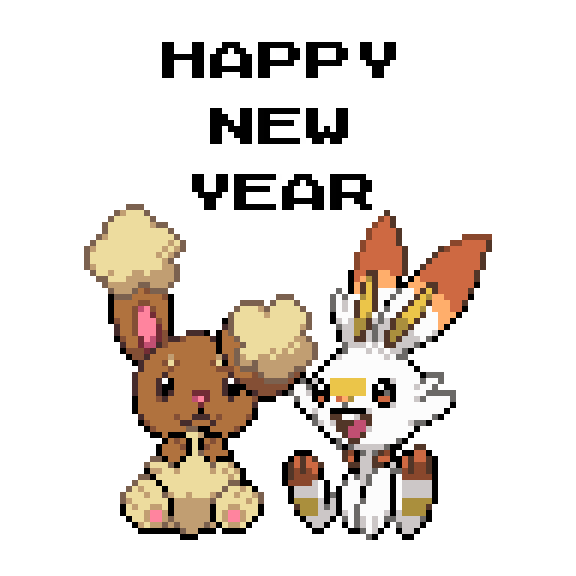 ヒバニー 「HAPPY NEW YEAR!!#pokemon #pixelart#兎年 #ド」|Alphaのイラスト