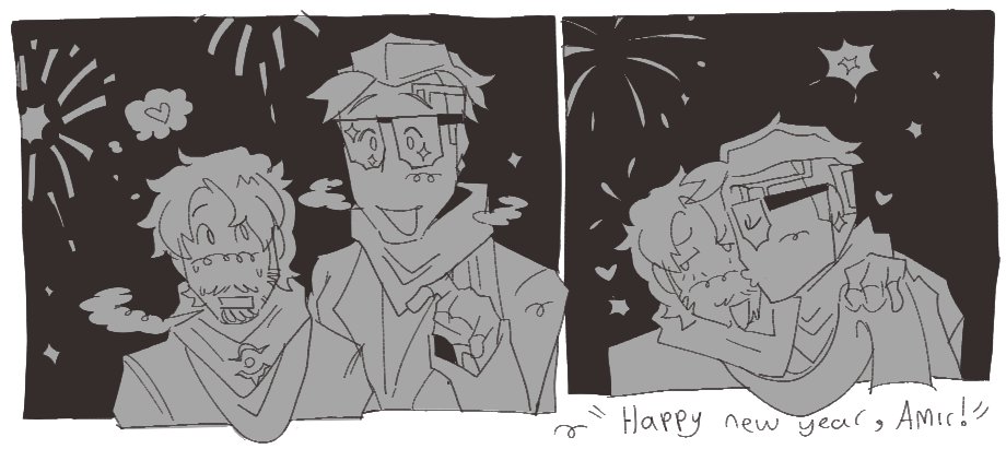 [ Cyphber ]

I wanted to do a little sketch for new year for them too..
Wow fireworks! they are pretty loud though... 