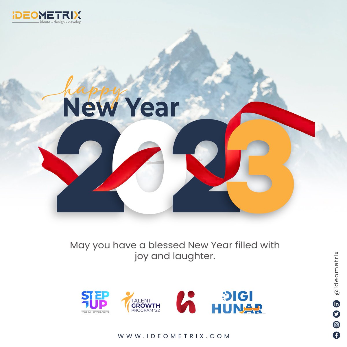 ideometrix's tweet photo. 𝐈𝐝𝐞𝐨𝐌𝐞𝐭𝐫𝐢𝐗 𝐰𝐢𝐬𝐡𝐞𝐬 𝐲𝐨𝐮 𝐚𝐥𝐥 𝐚 𝐇𝐚𝐩𝐩𝐲 𝐍𝐞𝐰 𝐘𝐞𝐚𝐫. 

Wishing you good luck and success in all your endeavors in the New Year.
May the New Year bring peace, joy, and prosperity to you and your family.
 #NewYear #HappyNewYear2023 https://t.co/rR0PzgGSkk