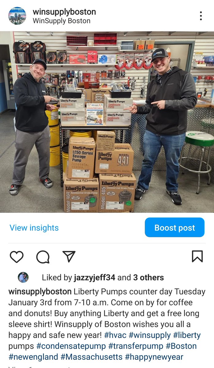WinSupplyBoston's tweet photo. Liberty Pumps counter day Tuesday January 3rd from 7-10 am at Winsupply of Boston! Come on by! https://t.co/8xz4WyRomy