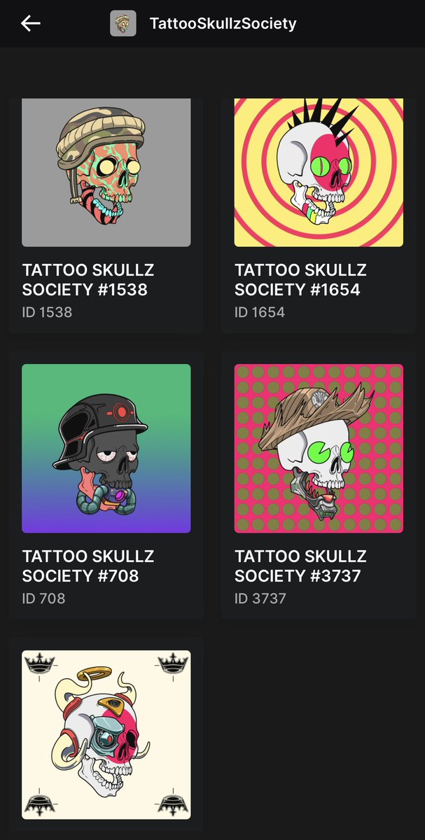 JoseCToledo's tweet photo. @JuanSalgadoArt Proud holder de 6 skullz y voy por más. Pronto la cita pal tatuaje ☠️ Aqui 5 de ellos y el otro en la wallet de metamask pal discord https://t.co/yaUaiiRQ62