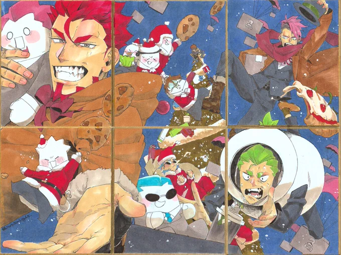 あわてんぼうのサンタクロースクリスマス後に---「待たせたな!」「タスケテーッオツイチーッ(高音)」「ちょっ待ちなさいって!」「マジでこれ全部回収して配んの?」「誰か僕だけでも助k……」---降ってきた。#2bropics 