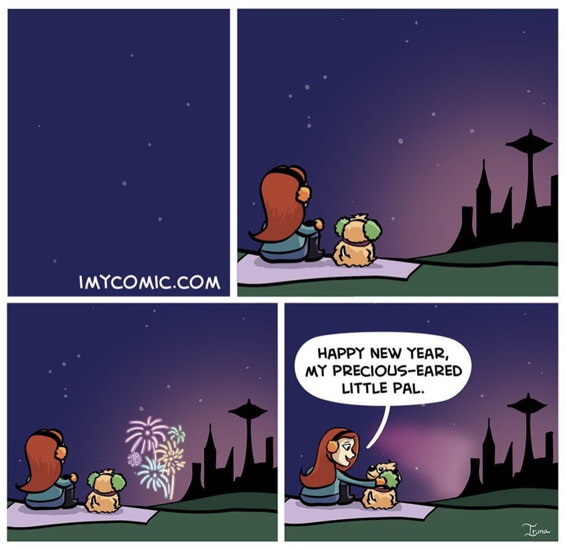 Hi “Imy” fans 💛 I’m still not mentally able to start drawing comics again, but I wanted to wish you all a Happy New Year. Here’s an old comic for you 🎆