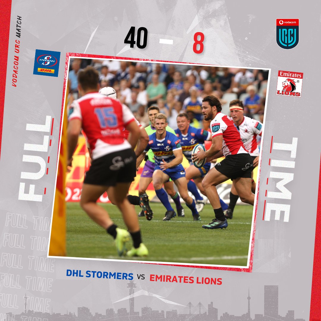LionsRugbyCo's tweet photo. ππ¨ππ π§ππ π: βοΈ 40 - 8 π¦
#LionsPrideπ¦
#STOvsLIO | @Vodacom | #URC | #UnitedWeRise https://t.co/mJnzB5f2H2