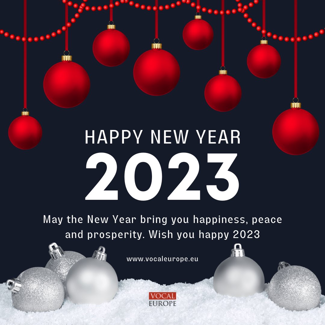 thevocaleurope's tweet photo. We wish you a prosperous, healthy and happy #NewYear2023! Happy Holidays!🎄🎄🎄✨✨✨ https://t.co/8uZkrwEBrr