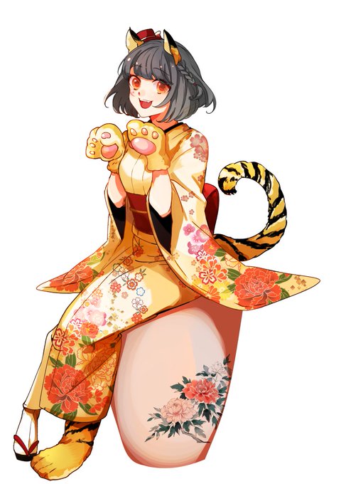 かきおさめで描いたオリジナルっ子 虎コスです。2022年はお世話になりました。2023年もよろしくお願いいたします!! 