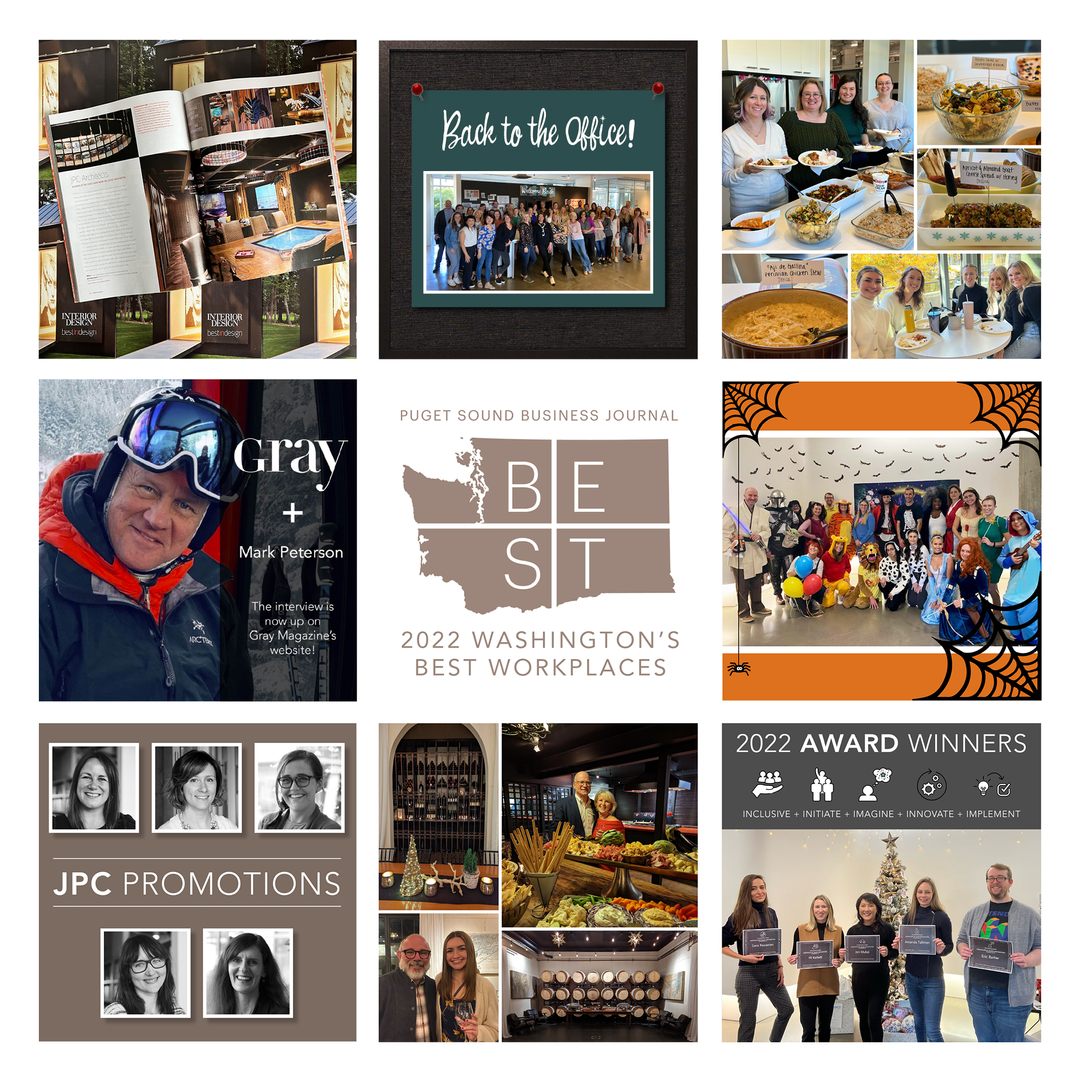 What a fantastic year!  So many great things happened - here are just a few of the highlights.

#jpc #jpcarchitects #companyculture #bestplacestowork
#backtotheoffice #interiordesignmagazine #InterviewwithGrayMagazine #graymagazine #culturalpotluck #officecelebrations #2022highli