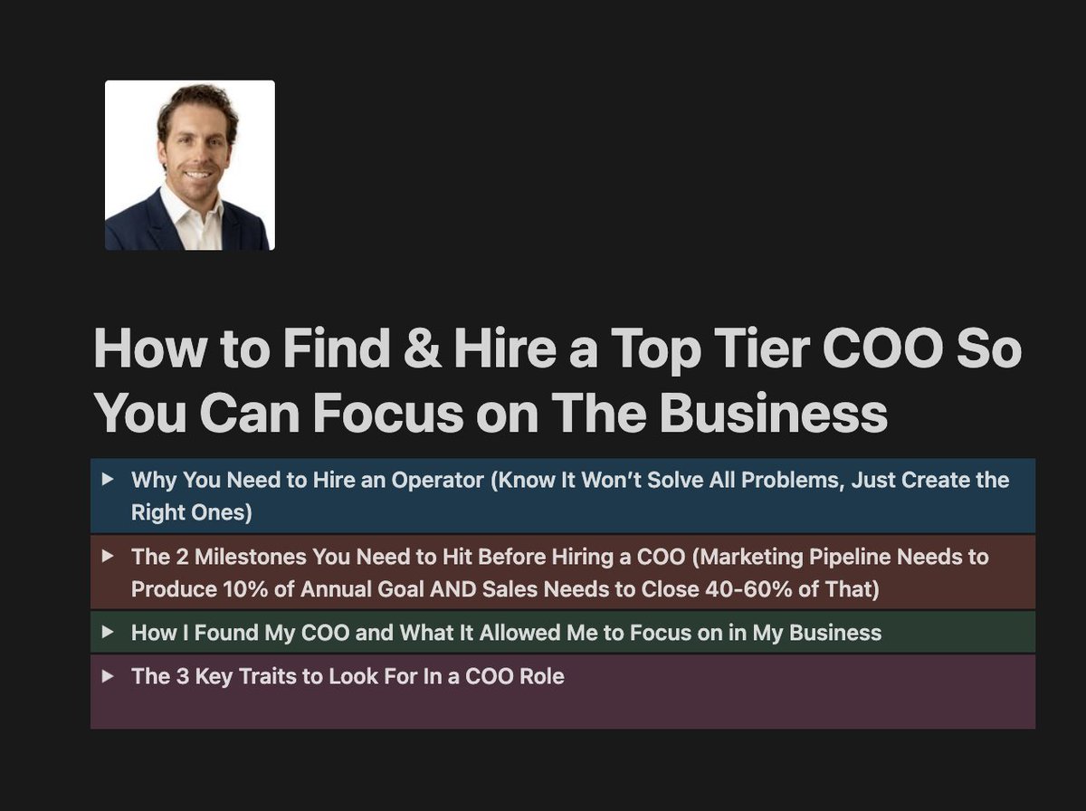 [Business Owners]

Introducing the "Find and Hire a Top-Tier COO Guidebook".

• Video walkthrough
• The exact process I followed
• The criteria to hit before hiring a COO

Sharing it free for 36 hours.

RT &amp; Reply "in" &amp; I'll DM it to you! (must follow)