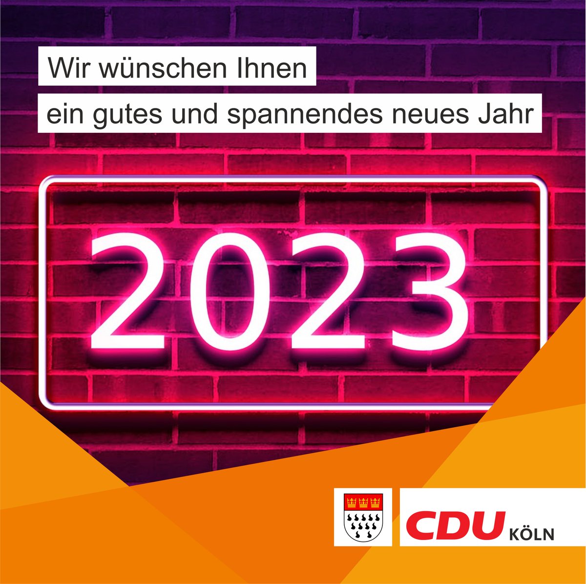 Liebe Freundinnen und Freunde der #CDU #Köln,

wir wünschen Ihnen und Ihren Lieben einen guten Rutsch in ein gutes, gesundes, spannendes und glückliches neues Jahr 2023!