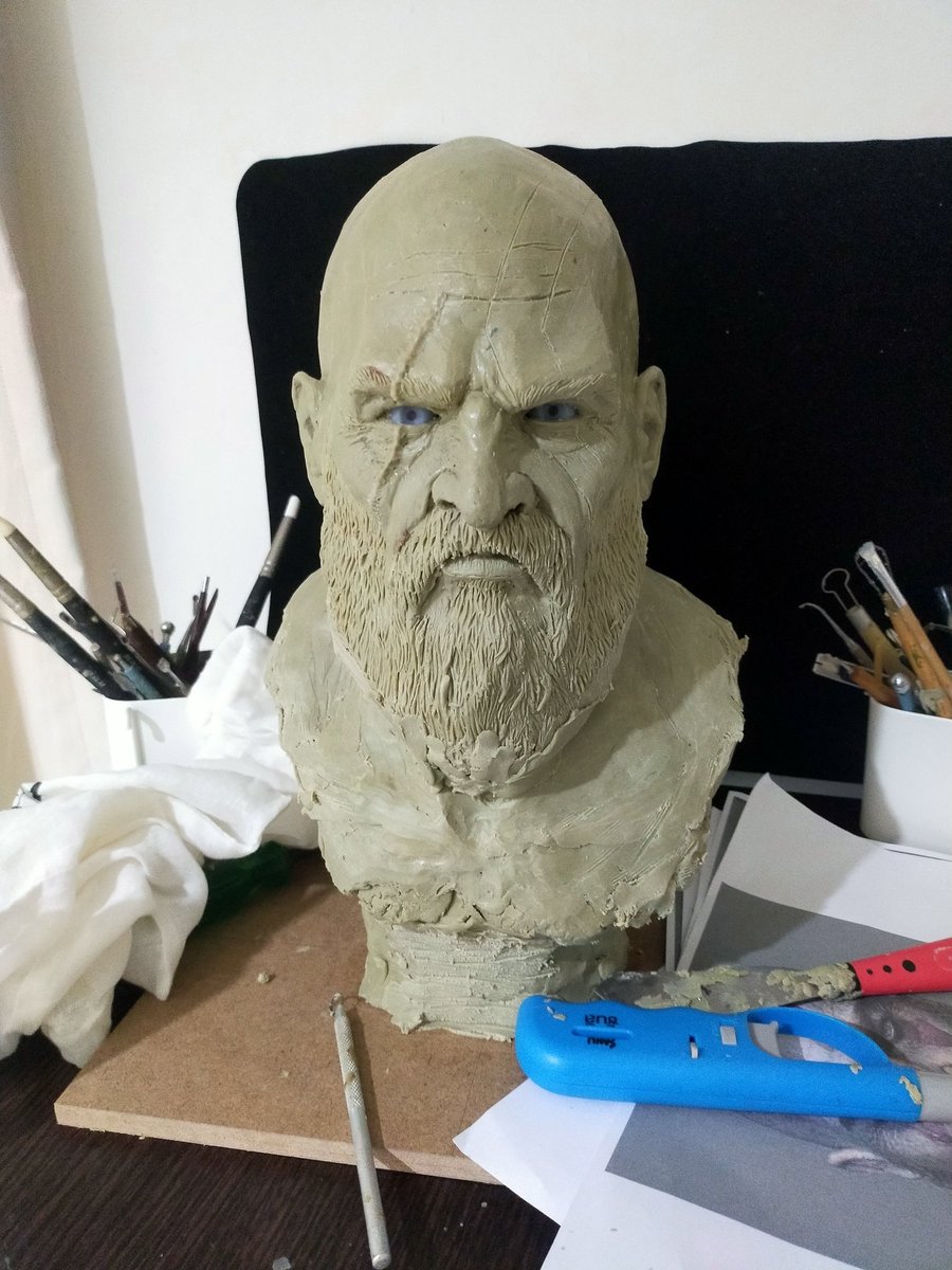 Sakool14's tweet photo. kratos WIP#sculpture #godofwar #godofwarragnarok #bust #kratos #โมเดล #หุ่นเสมือนจริง #ของเล่น #handmad #ps5 #sculpt #art #artwork https://t.co/AghqvqBR2N