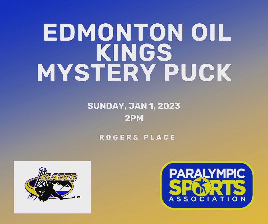 The Blades sledge hockey team is selling mystery pucks at tomorrows @EdmOilKings game! It’s also the New Years Fireworks Frenzy game! Cash only for these limited edition signed pucks 1 for $10, 2 for $15. Need tickets? We’ve got those too! Respond to this tweet to connect. #yeg
