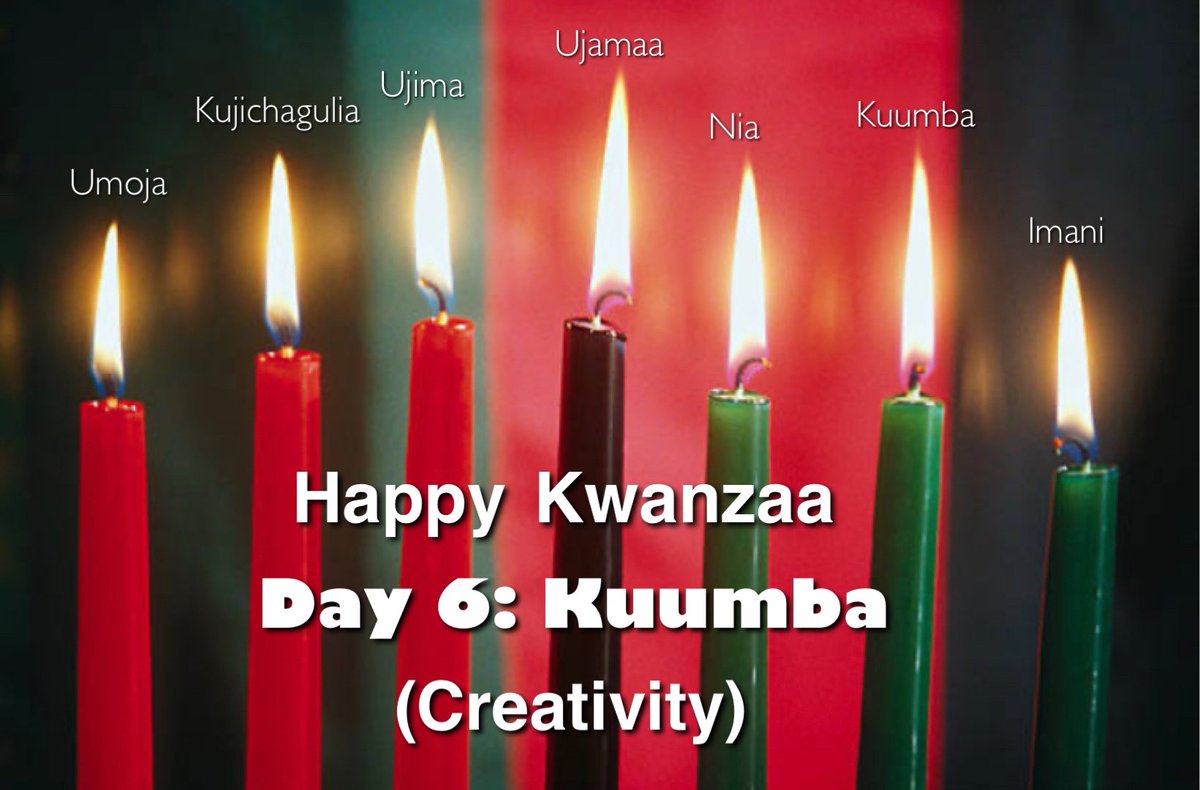 #Kwanzaa Day 6 💚❤️🖤 Happy Kwanzaa Habari Gani? Today is Kuumba (koo-OOM-bah) Creativity! Creativity makes use of  our creative energies to build and maintain  a strong and vibrant community.

#kwanzaa2022 #HappyKwanzaa #NewYearsEve #Kwanzaachat #creativity #7Principles