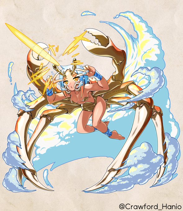 マーメイド・カルキノスさん描きました!ビ----ム!!!!!
 #アルマグリモワール 