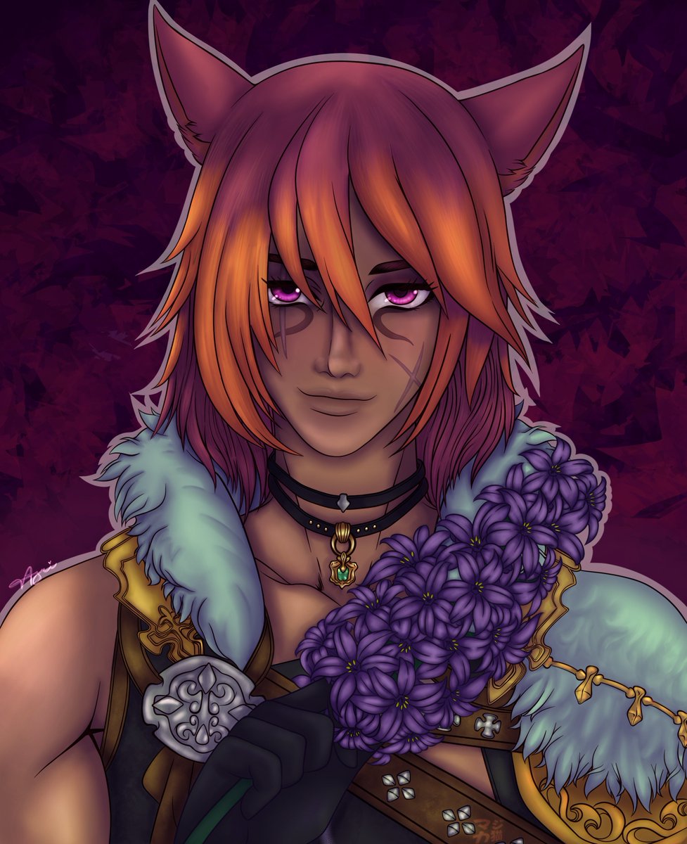 MagicaAzri's tweet photo. Finished this a couple months back and forgot to post the finished piece! Thank you for letting me draw him and for being so patient with me 🙏
Done for my bestie of their ffxiv oc Cyril <3 
#FFXIV #FFXIVART #commissionsopen #FinalFantasyXIV #ffxivcommission https://t.co/G6HcOyfWXc