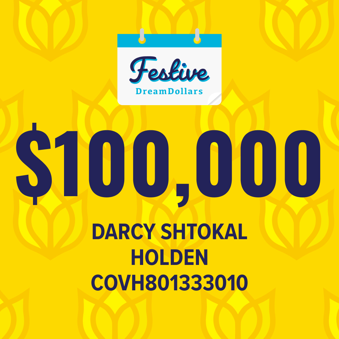 The FINAL winner of this year's Festive Dream Dollars is DARCY SHTOKAL! Congrats Darcy, we hope you have a very happy holiday! 🤩 🎉